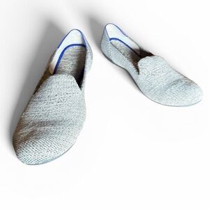Rothy’s Loafer Flats Gray Knit Blue Trim Women’s Size 9